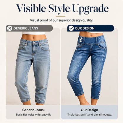 Kortare jeans med hög midja och smal passform för damer