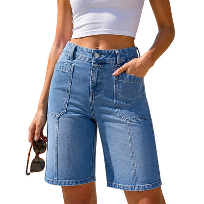 Kvinnors lediga denim-bermudashorts