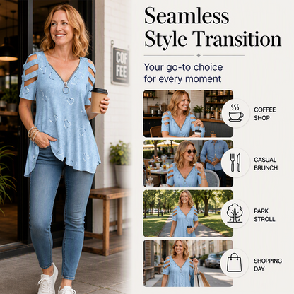Bästsäljare💕 T-shirt med bar axel – Trendig utskärning och lätt att matcha till alla stilar