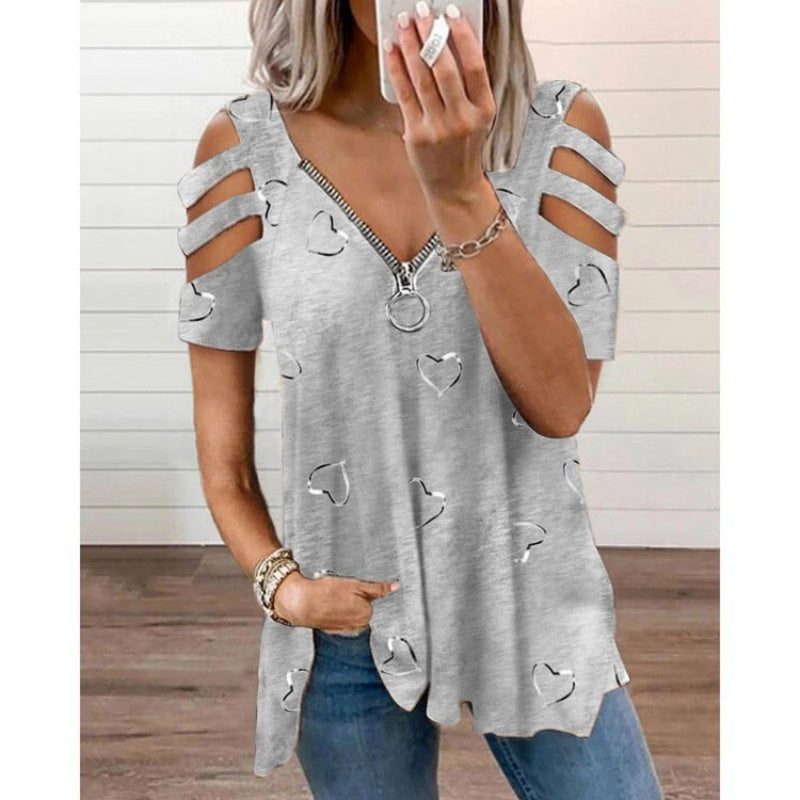 Bästsäljare💕 T-shirt med bar axel – Trendig utskärning och lätt att matcha till alla stilar