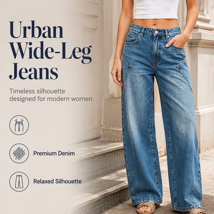 Casual-jeans med vida ben för damer