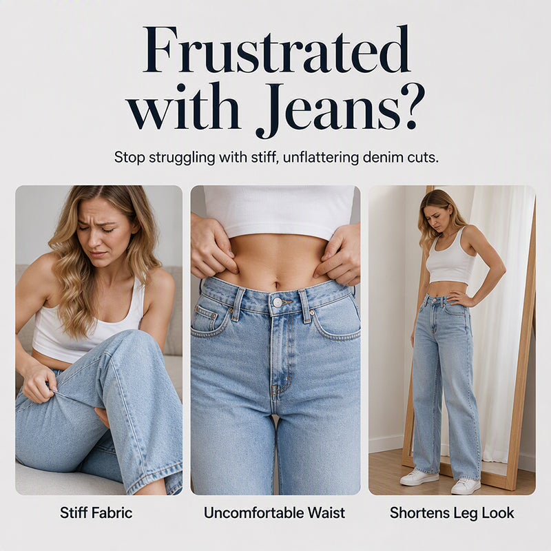 Casual-jeans med vida ben för damer