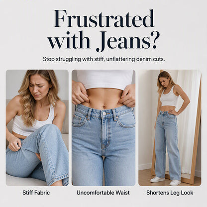 Casual-jeans med vida ben för damer