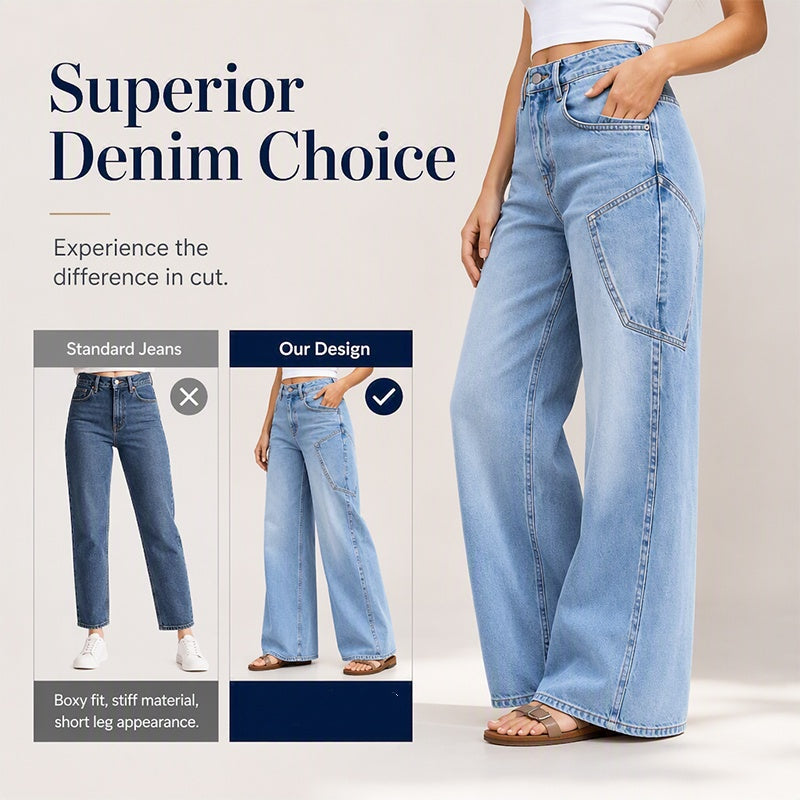 Casual-jeans med vida ben för damer