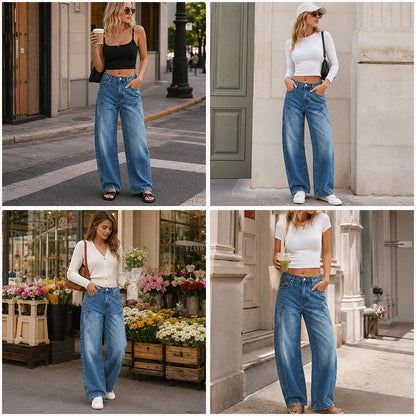 Casual-jeans med vida ben för damer