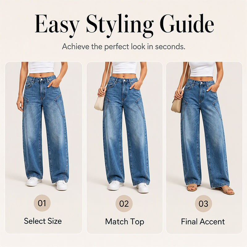 Casual-jeans med vida ben för damer
