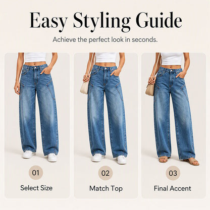 Casual-jeans med vida ben för damer