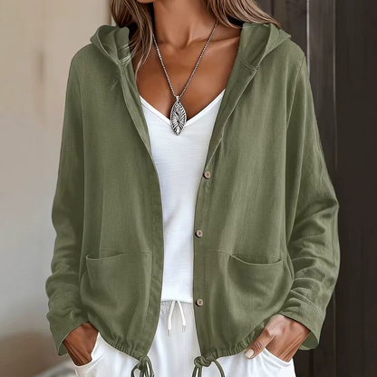 Bästsäljare🔥 🧥 Casual-jacka med huva och justerbar dragsko – mjuk och bekväm