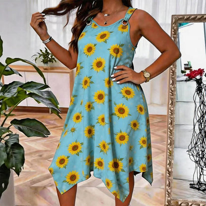 Damernas sommarklänning med daisymönster och tunika