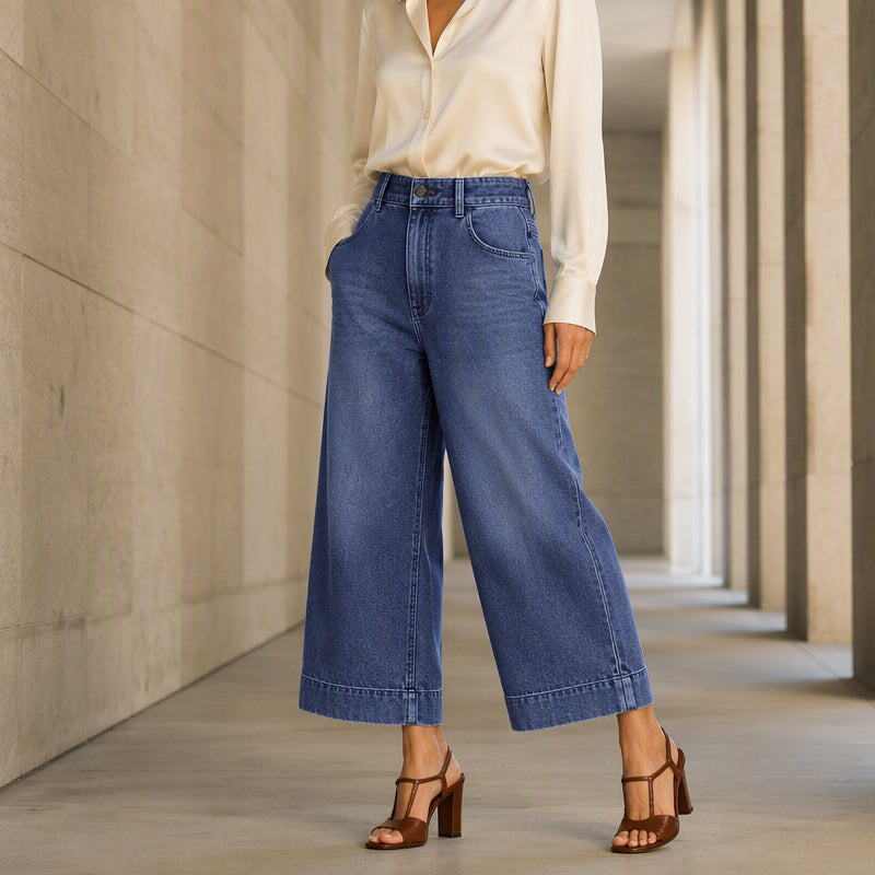 Korta jeans för damer med rakt ben i casual-stil