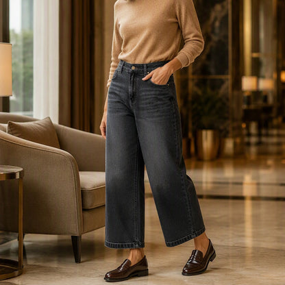 Korta jeans för damer med rakt ben i casual-stil
