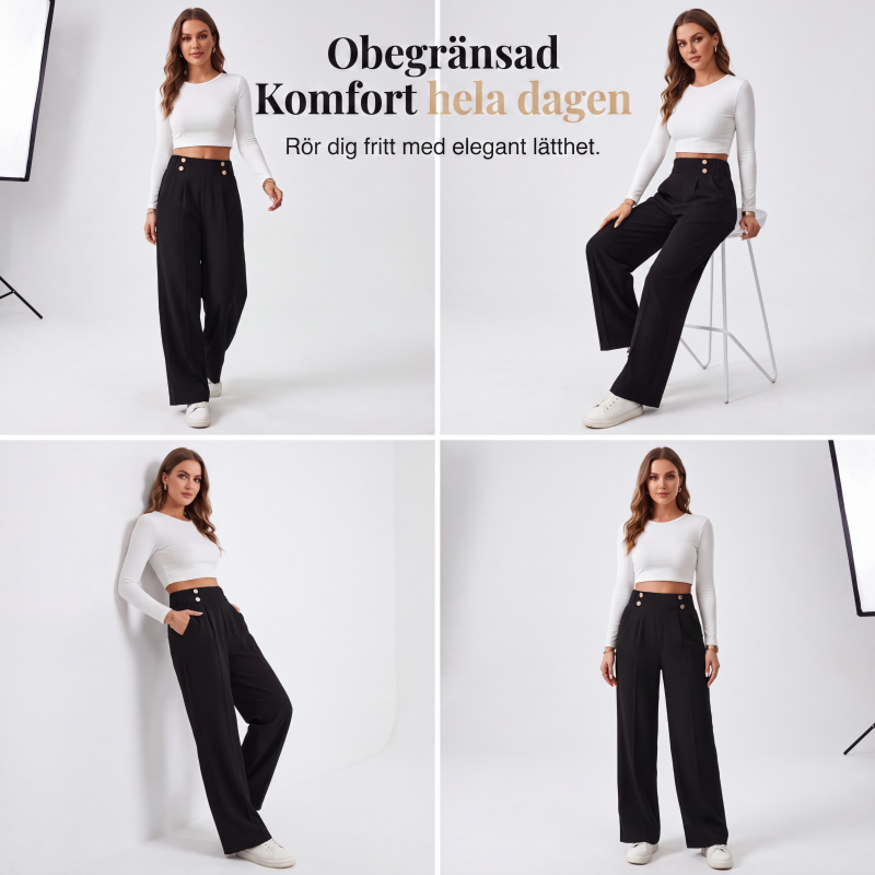 Dambyxor med hög midja och vida ben