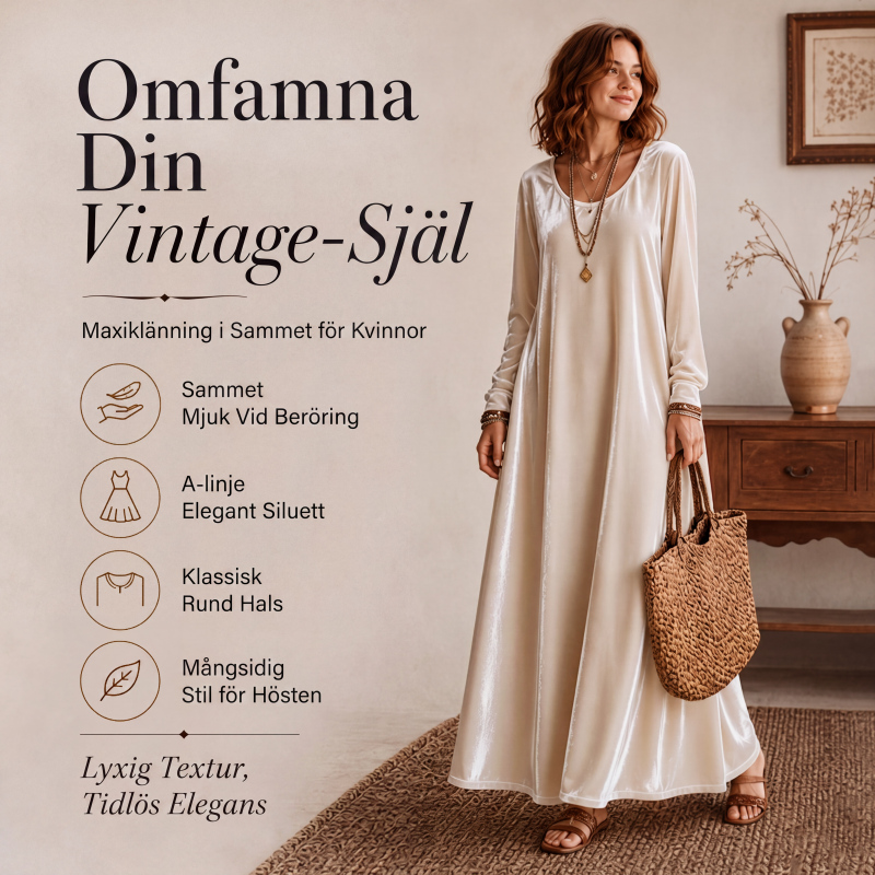 Damens eleganta långärmade maxiklänning