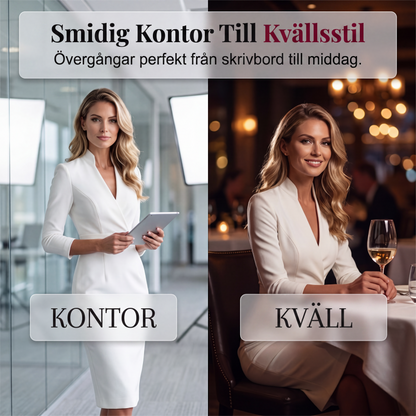 🌸Stor rea – 50 % rabatt💖Elegant figursydd klänning med ståkrage och V-ringning