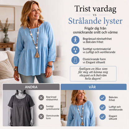 Lediga, löst sittande babydoll-topp för kvinnor
