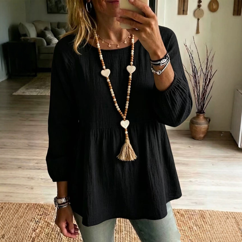 Lediga, löst sittande babydoll-topp för kvinnor
