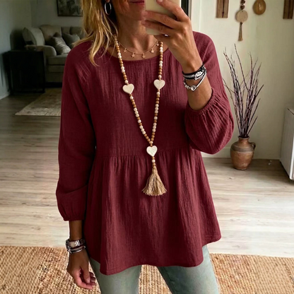 Lediga, löst sittande babydoll-topp för kvinnor