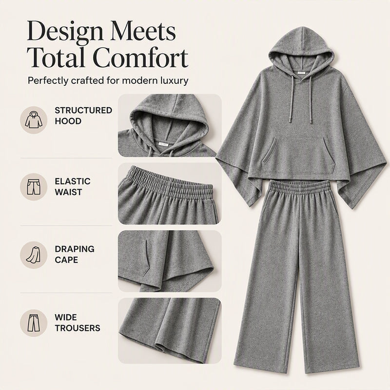 ⌛Tidsbegränsat erbjudande – Set med lös kaptröja med huva och byxor med vida ben för damer