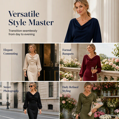 💖Stor rea – 50 % rabatt ✨ Elegant klänning med krage för damer