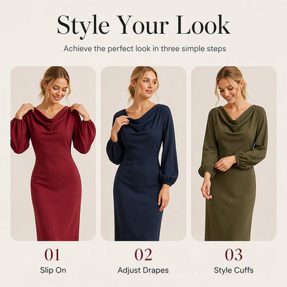 💖Stor rea – 50 % rabatt ✨ Elegant klänning med krage för damer