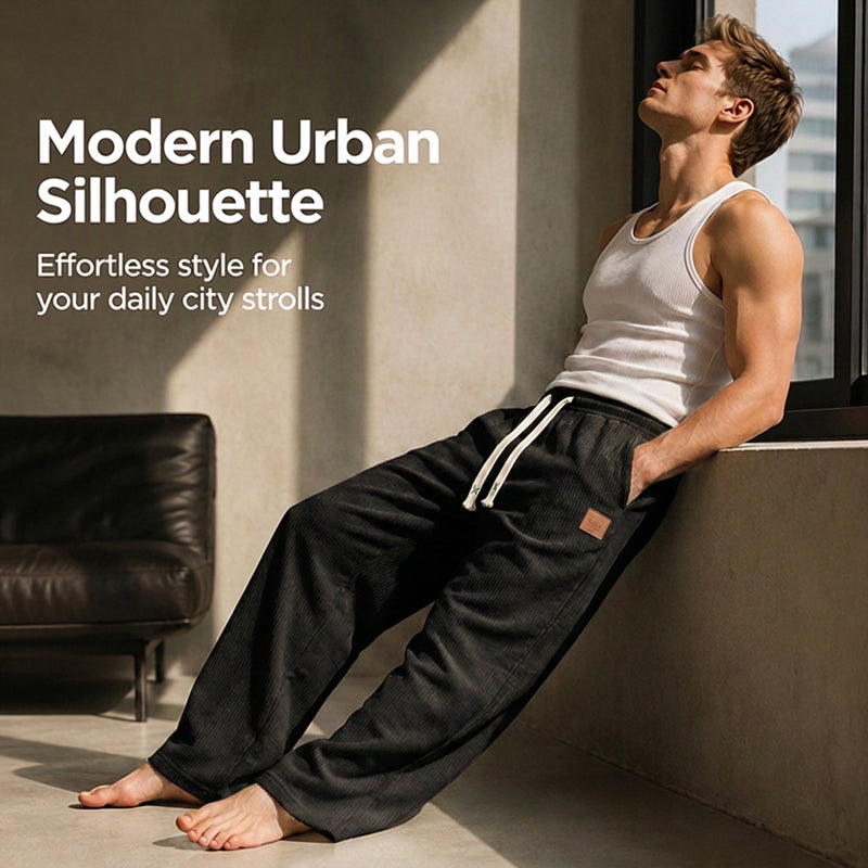 👖💨 Casual-joggingbyxor för män med vida ben – 50 % rabatt! Mjukt tyg, avslappnad passform, justerbar midja – bekväm streetwear för vardagen.💪