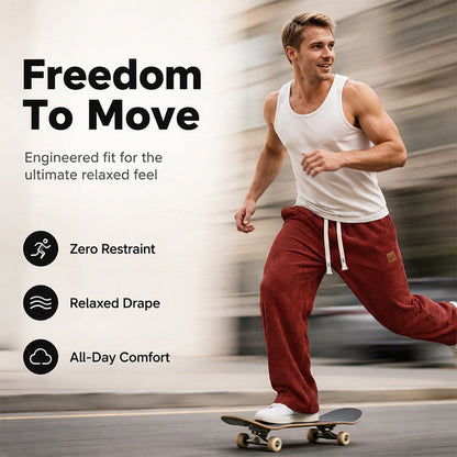 👖💨 Casual-joggingbyxor för män med vida ben – 50 % rabatt! Mjukt tyg, avslappnad passform, justerbar midja – bekväm streetwear för vardagen.💪