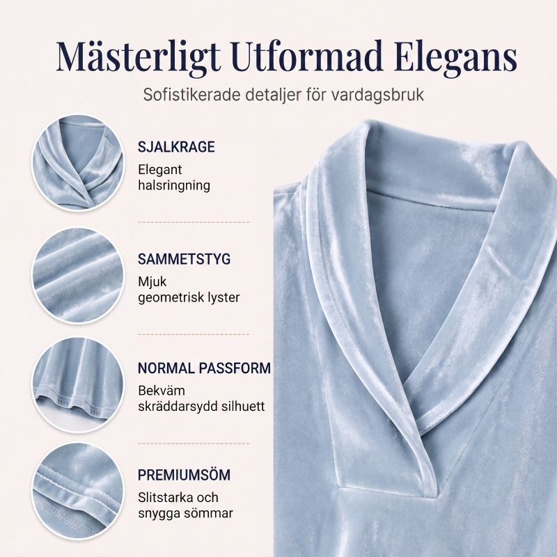 Elegant sammetstopping med V-ringning för kvinnor