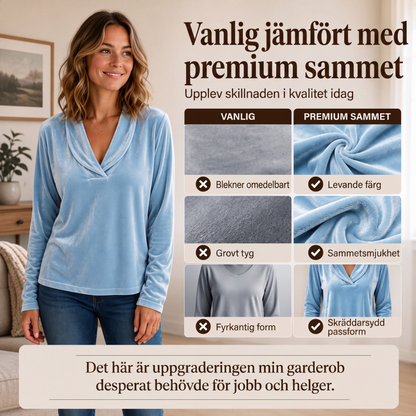 Elegant sammetstopping med V-ringning för kvinnor