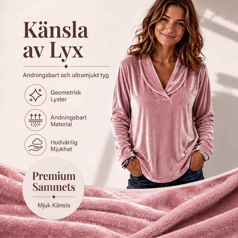 Elegant sammetstopping med V-ringning för kvinnor