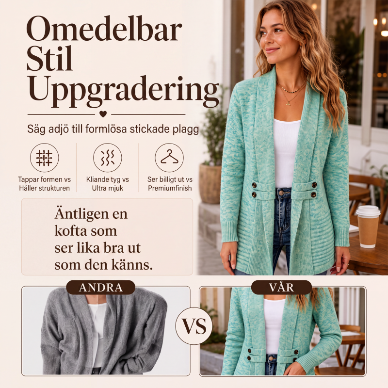 Kvinnors lediga dubbelknäppt stickad kofta