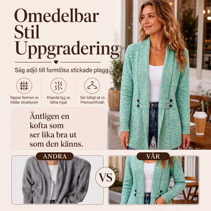 Kvinnors lediga dubbelknäppt stickad kofta