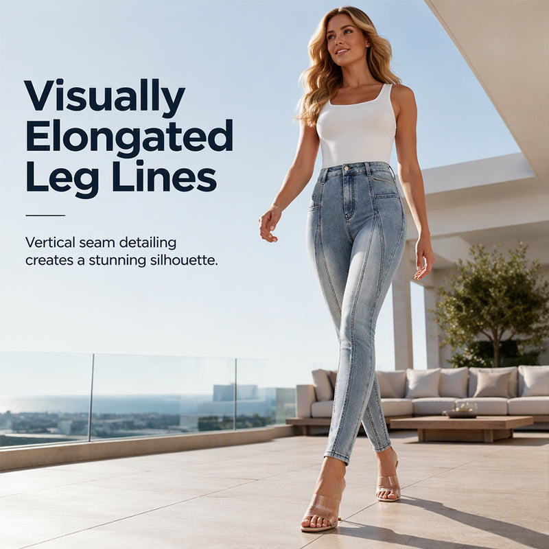 🔥🎁Nyhet 50 % RABATT🔥👖 Dam Högmidjade Jeans – Figursmickrande Stretch-Jeans med Bekväm Passform för Vardag och Fritid