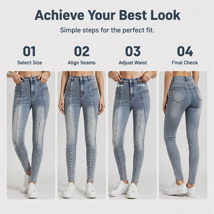 🔥🎁Nyhet 50 % RABATT🔥👖 Dam Högmidjade Jeans – Figursmickrande Stretch-Jeans med Bekväm Passform för Vardag och Fritid