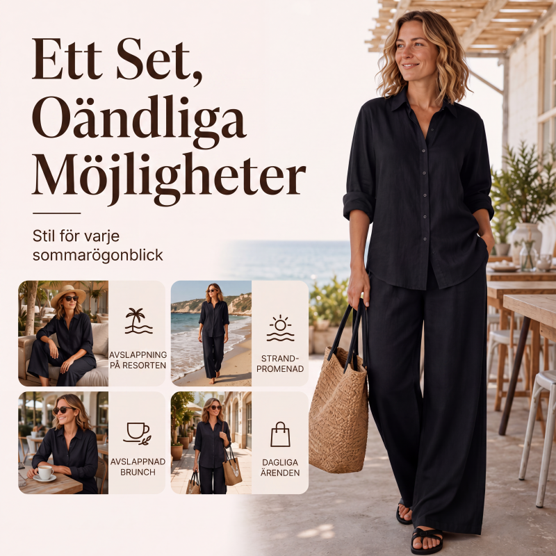 Set med ledig skjorta och vida byxor för kvinnor