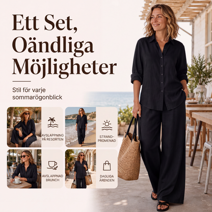Set med ledig skjorta och vida byxor för kvinnor