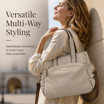 🎉 BEGRÄNSAD TID 50% RABATT! 👜 Casual Canvas Toteväska med Plisserade Sidofickor för Kvinnor – Minimalistisk Design, 8-Zons Organisation & Multifunktionell Styling ✨