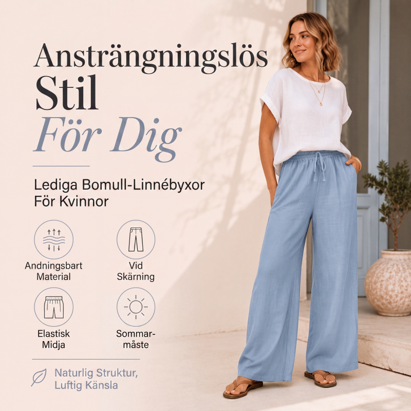 Damiga lediga vida byxor med dragsko