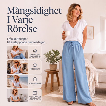 Damiga lediga vida byxor med dragsko