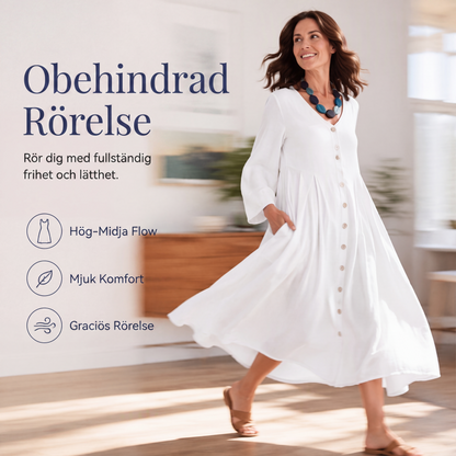 Kvinnlig ledig V-ringad klänning med fickor