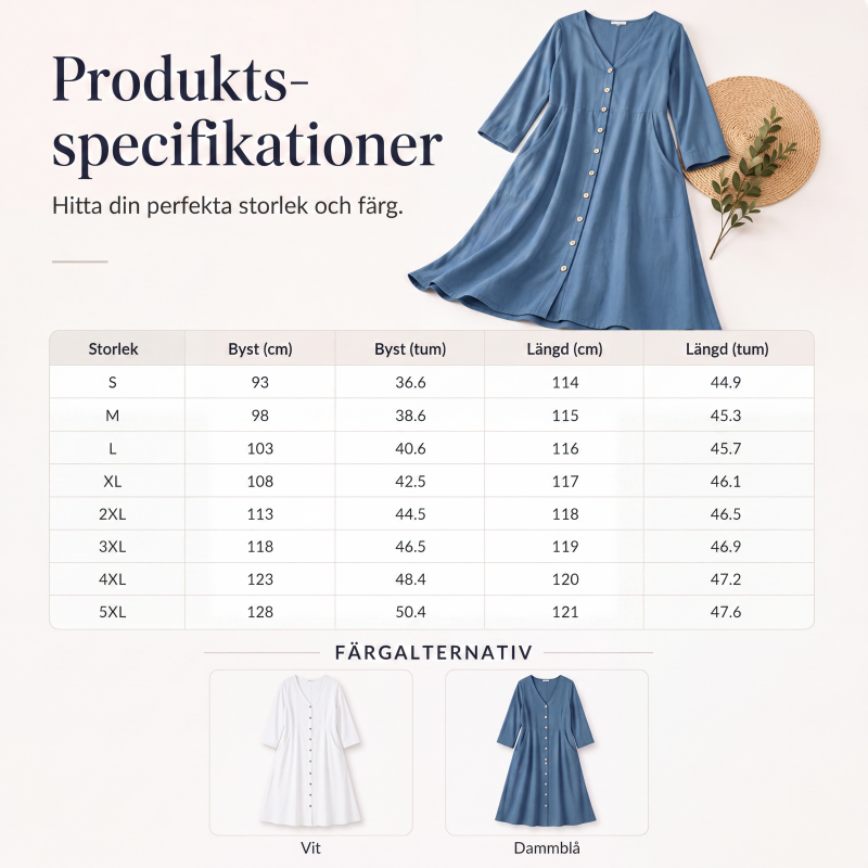 Kvinnlig ledig V-ringad klänning med fickor