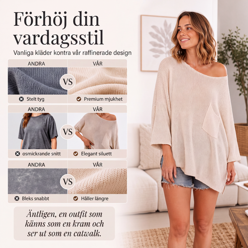 Damens lediga och mystickad tröja med rundhals