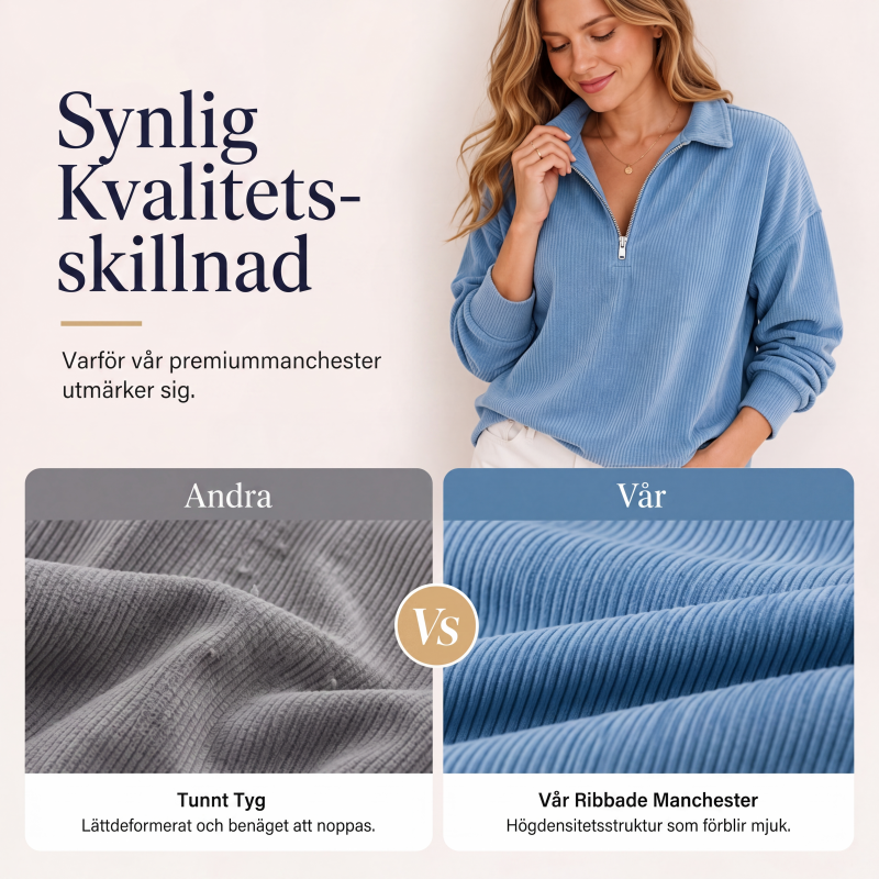 Avslappnad strukturad topp med dragkedja