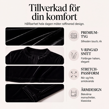 Elegant sammetstopp med V-ringning för kvinnor