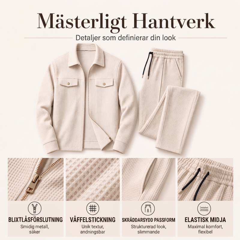Herrset i 2 delar: jacka med textur och byxor