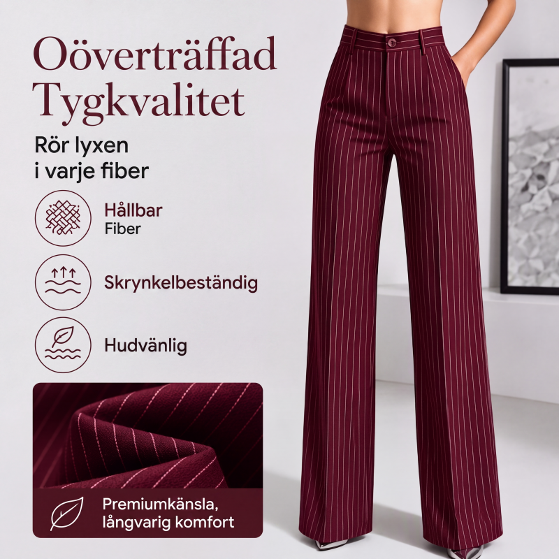 Kvinnors högmidjade randiga vida byxor