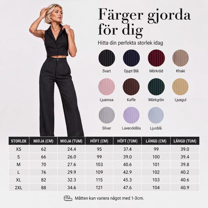 Kvinnors högmidjade randiga vida byxor