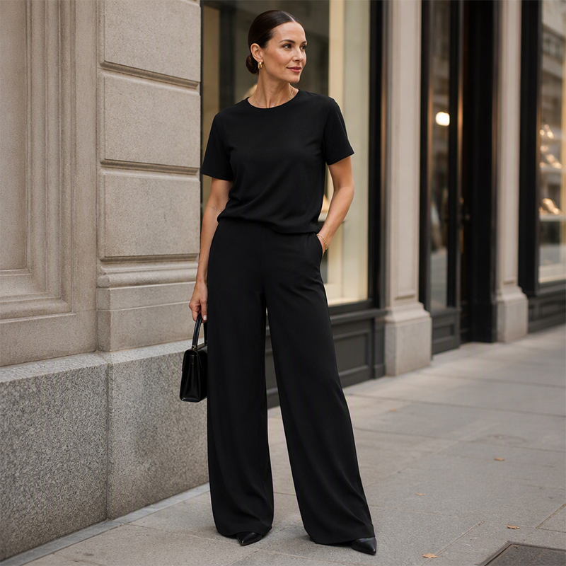 ⌛Tidsbegränsat erbjudande – 2-delat set med damtröja och byxor med vida ben
