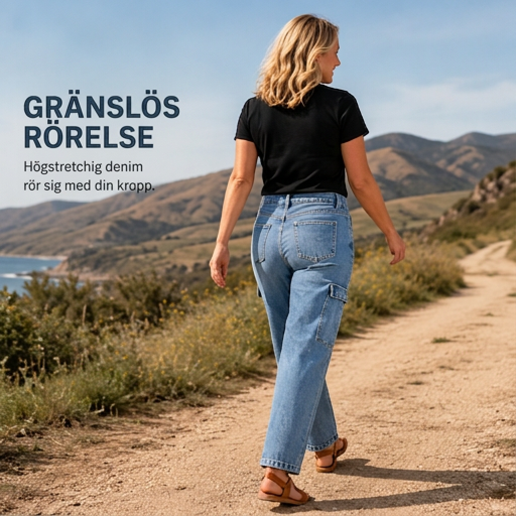 Kvinnors lediga jeans med raka ben