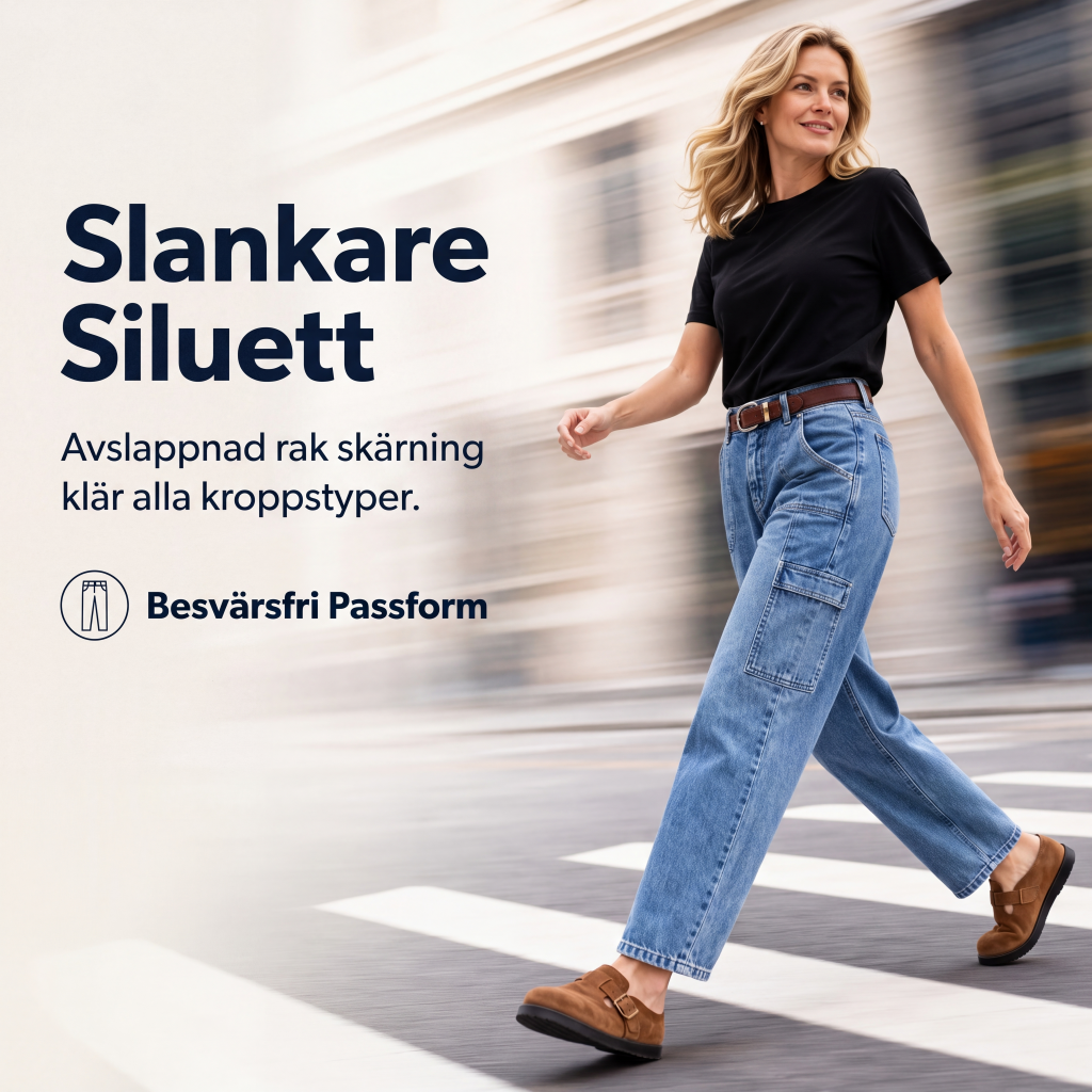 Kvinnors lediga jeans med raka ben