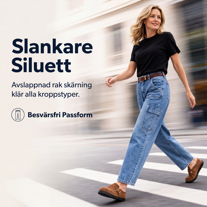 Kvinnors lediga jeans med raka ben